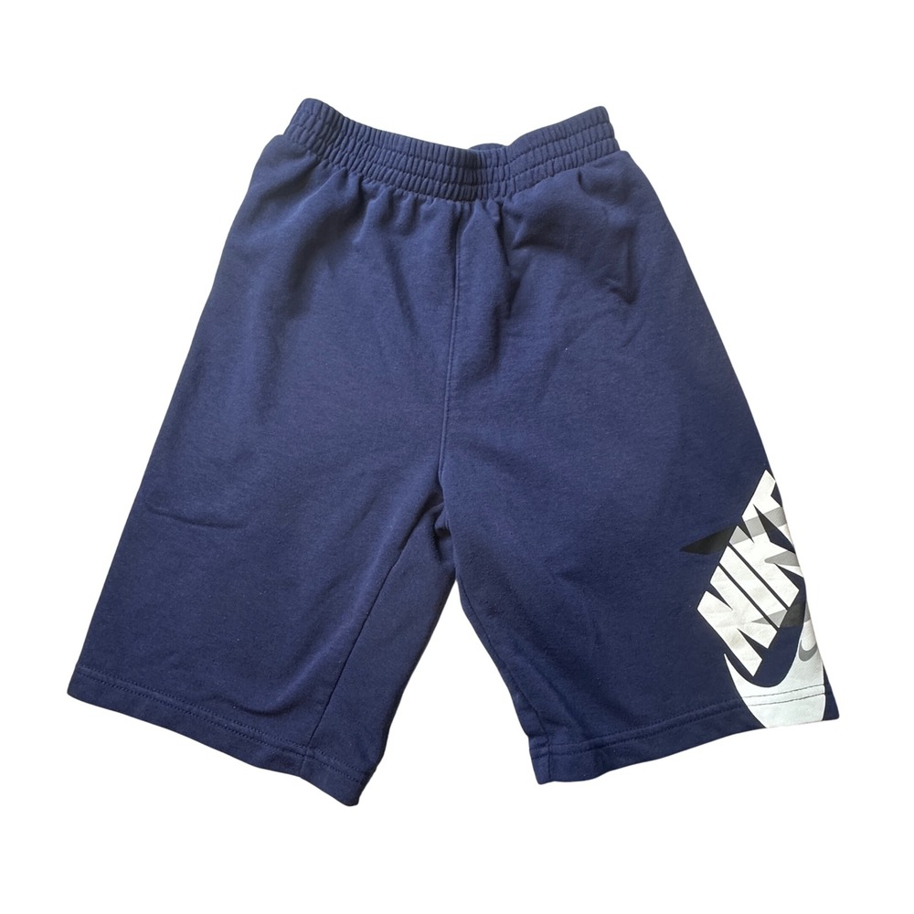 Nike M3 Brand Shorts Boys L Navy Blue Graphic Logo Athletic Knit Shorts 35368